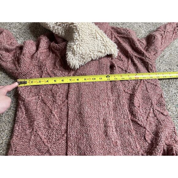 Anthropologie Sleeping on Snow Sweater Top Chunky Knit Sherpa Collar Sz Small - Picture 9 of 9